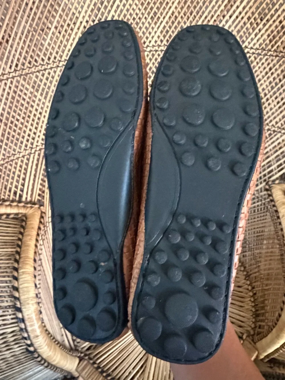 Saks Fifth Avenue Leather Basket Woven Loafer Driving Mocs Shoes Mens 9 Brown